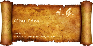 Albu Géza névjegykártya